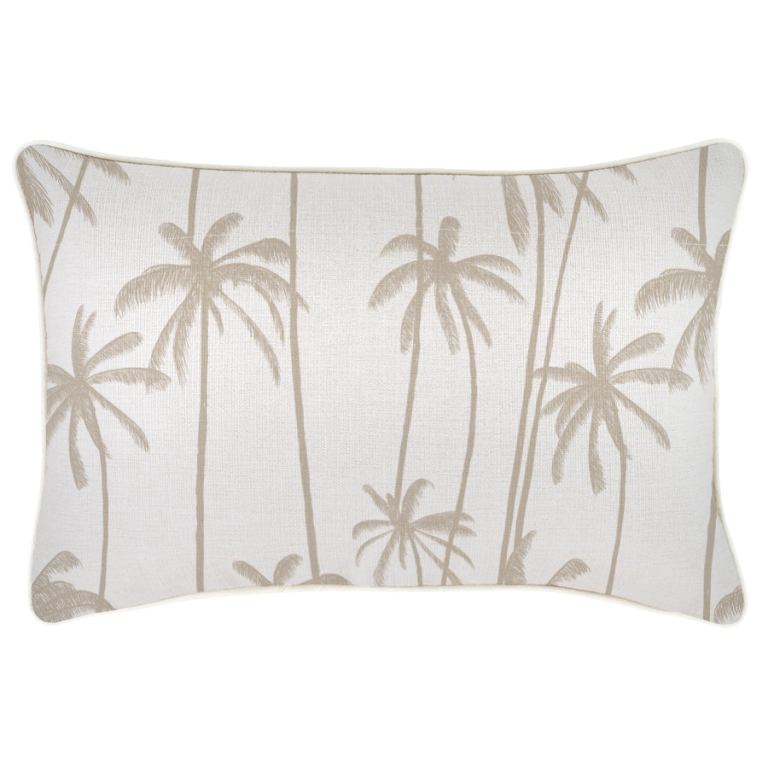 Beige palm tree print rectangular cushion