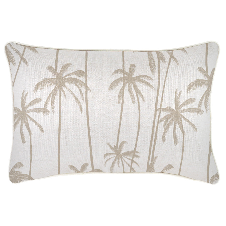 Beige palm tree print rectangular cushion