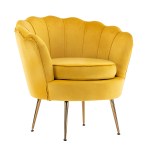 Mustard velvet accent chair with gold legs