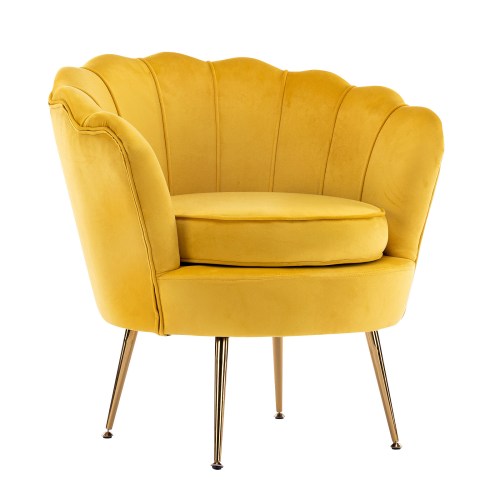 Mustard velvet accent chair with gold legs