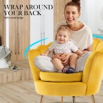 Mother and baby on yellow armchair