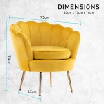 Yellow velvet accent chair with gold legs