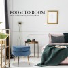 ottoman foot stool velvet fabric metal leg round navy blue Stylish bedroom with blue ottoman and gold accents