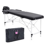 Portable black massage table with carry bag