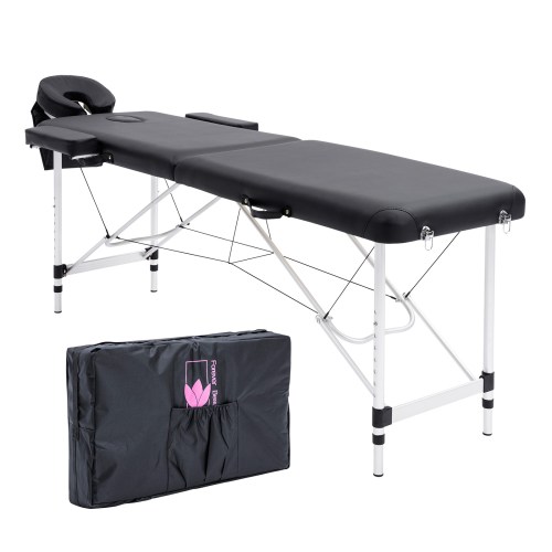 Portable black massage table with carry bag