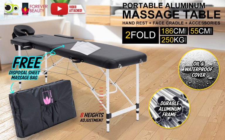 Portable aluminium massage table with carry bag