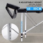 Adjustable massage table height with secure screw lock
