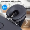 aluminium portable beauty massage table bed 2 fold 55cm black Adjustable massage table headrest with 180-degree angle lock