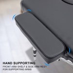Black leather chair with padded armrest support