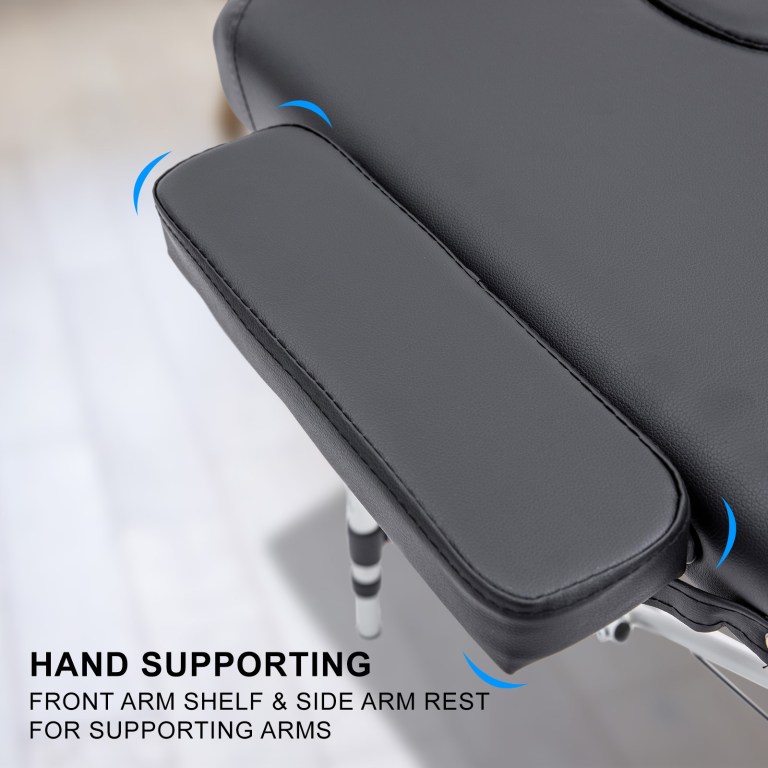 Black leather chair with padded armrest support