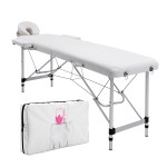 Portable white massage table with carry case