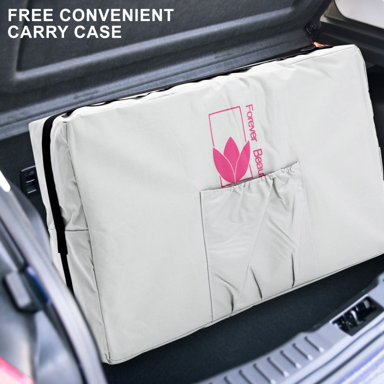 Beige carry case in car boot