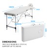 aluminium portable beauty massage table bed 2 fold 55cm white Portable folding massage table with dimensions shown