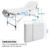aluminium portable beauty massage table bed 3 fold 70cm white White portable folding massage table with dimensions shown