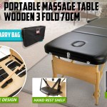 Portable wooden three-fold massage table with carry bag