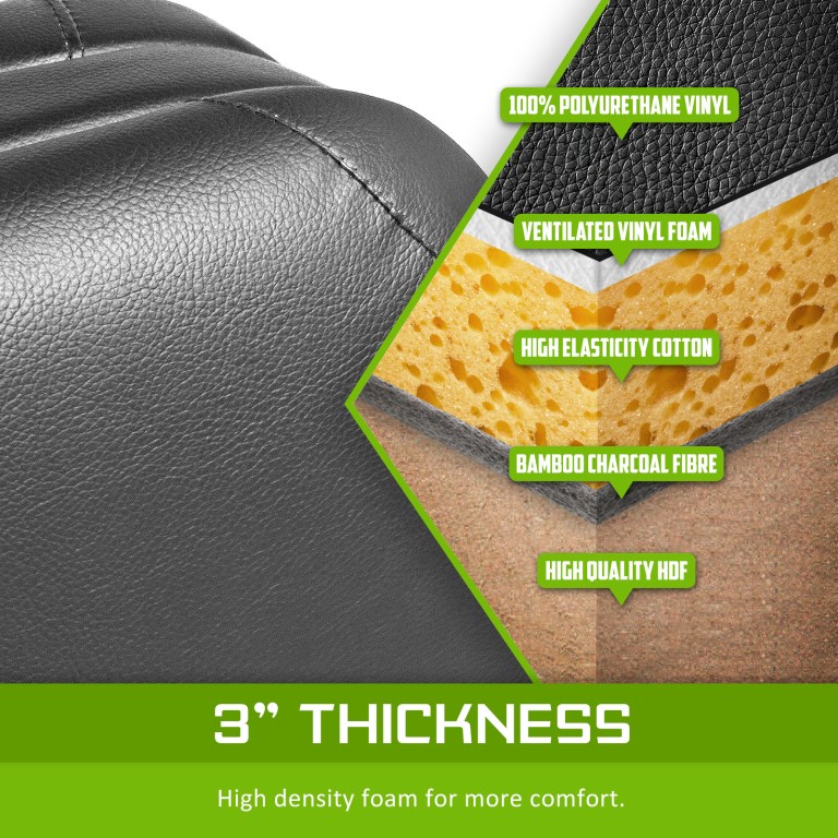 Layered foam and vinyl seat construction diagram