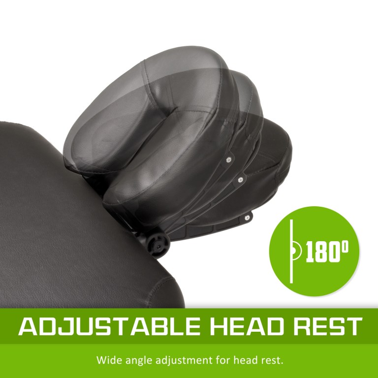 Black adjustable headrest with 180-degree rotation