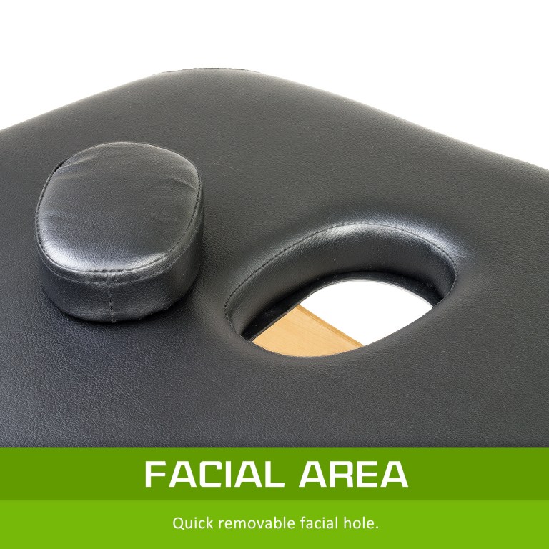 Massage table with removable facial hole insert