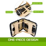 Folded portable massage table underside with headrest