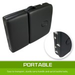 Black portable folding massage table with carry handle