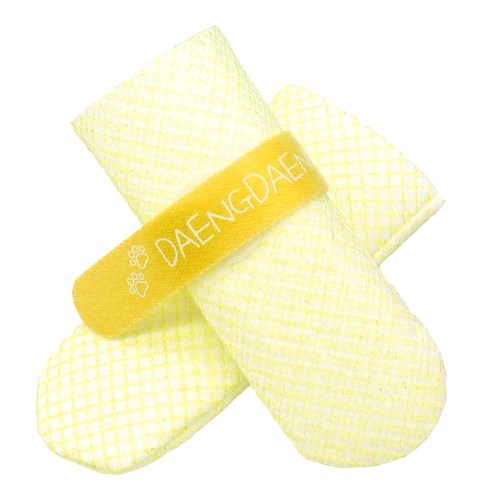Yellow bone-shaped dog toy with cloth wings