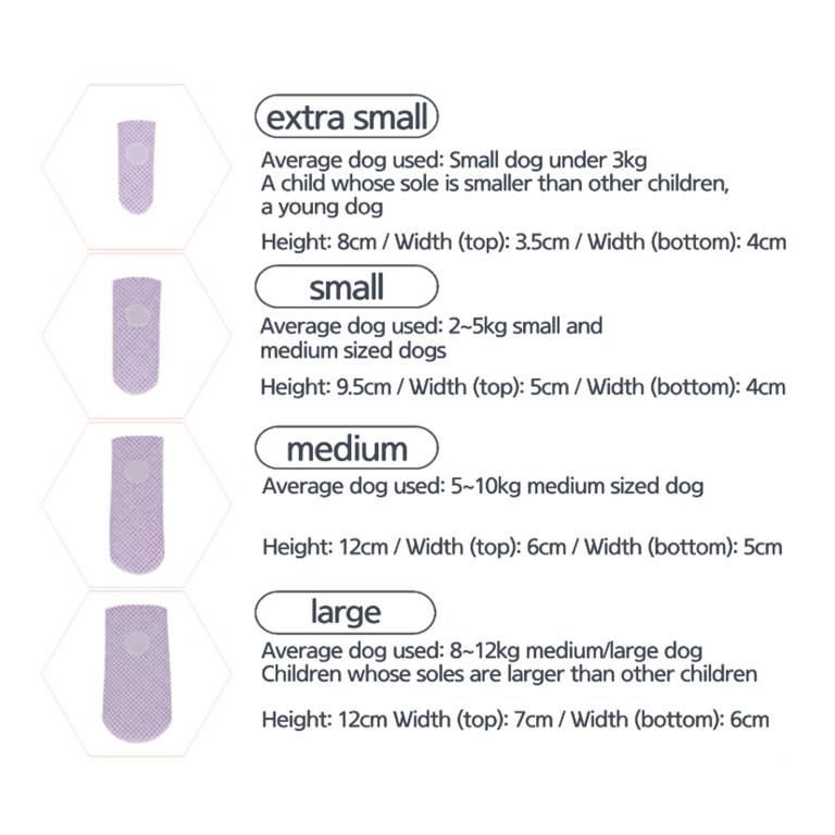 Dog boot size chart extra small to large