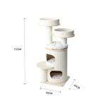Beige multi-level cat tree with scratching posts