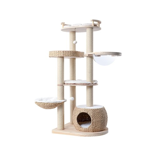 v390 210012pro 202507030915 00.jpg Multi-level cat tree with scratching posts and hammock