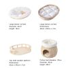 Woven cat beds and wooden platform with dimensions