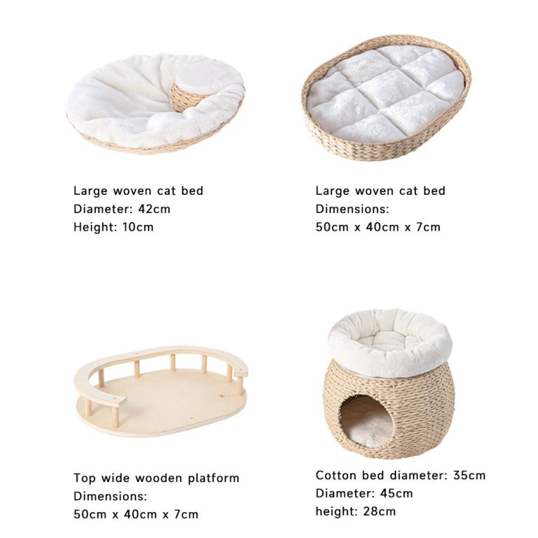 honeypotcat cosy woven cat perch 141.5cm Woven cat beds and wooden platform with dimensions