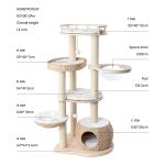 honeypotcat cosy woven cat perch 141.5cm Multi-level cat tree with scratching posts and basket