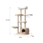 honeypotcat cosy woven cat perch 141.5cm Multi-level beige cat tree with scratching posts