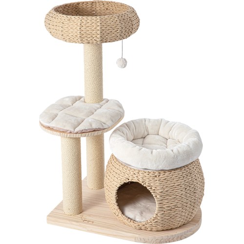 v390 210012s 202507030915 00.jpg Woven cat tree with basket bed and condo