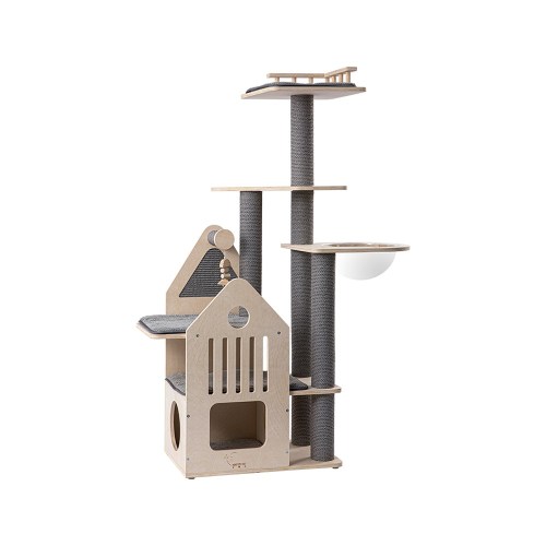 v390 210195pro 202507030915 00.jpg Modern wooden cat tree with scratching posts