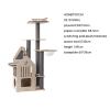 Wooden multi-level cat tree with scratching posts