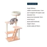 Wooden cat tree with platforms and scratching posts