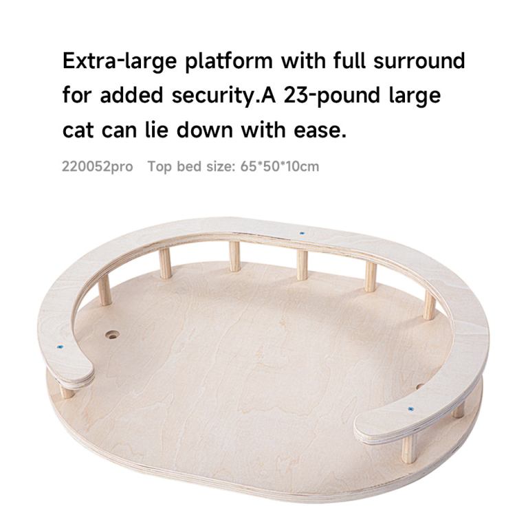 Extra-large wooden cat platform with surround railing
