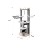 Tall multi-level cat tree with hammock and condo