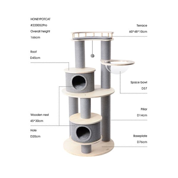 Modern multi-level cat tree with scratching posts