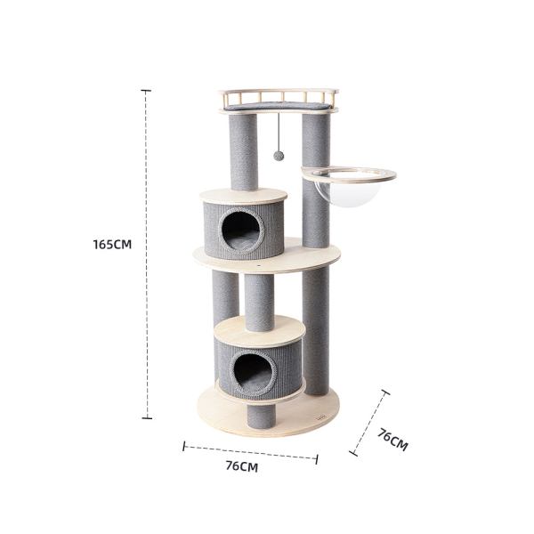 Tall multi-level cat tree with platforms and cubbies