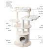 honeypotcat enduring comfort sisal & wood tree 128cm Beige multi-level cat tree with hammock and cubby