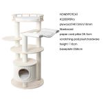 Beige multi-level cat tree with scratching posts