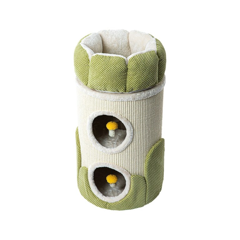 v390 220308a 202507030915 00.jpg Green and cream cat tree with cubbies