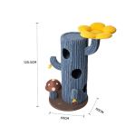 honeypotcat solo cactus bloom cat tree blue 120.5cm Tree trunk cat tower with flower top