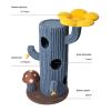 honeypotcat solo cactus bloom cat tree blue 120.5cm Cactus-shaped cat tree with flower perch