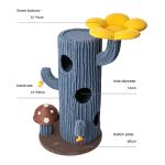 honeypotcat solo cactus bloom cat tree blue 120.5cm Cactus-shaped cat tree with flower perch