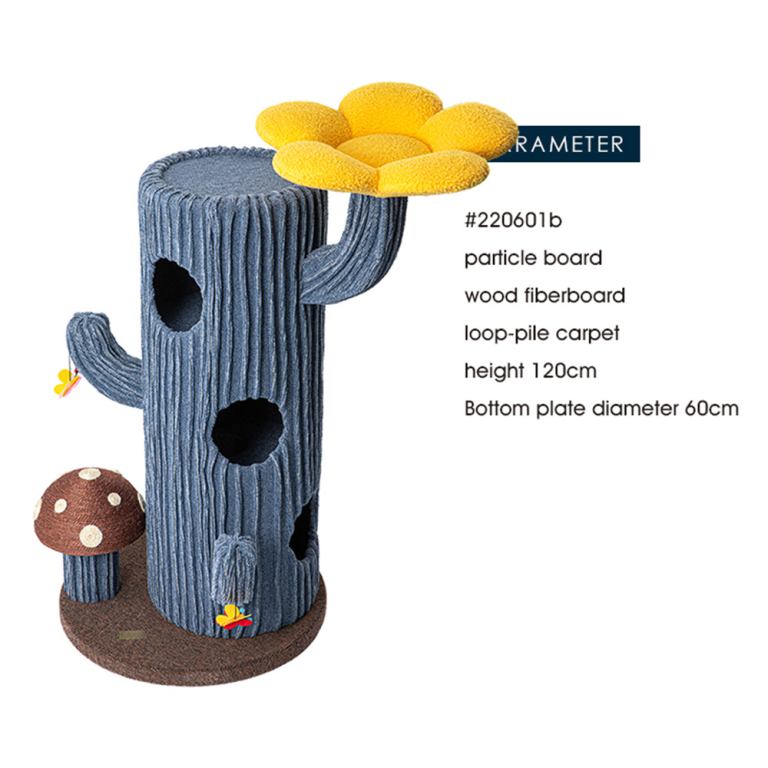 honeypotcat solo cactus bloom cat tree blue 120.5cm Cactus-shaped cat tree with flower top