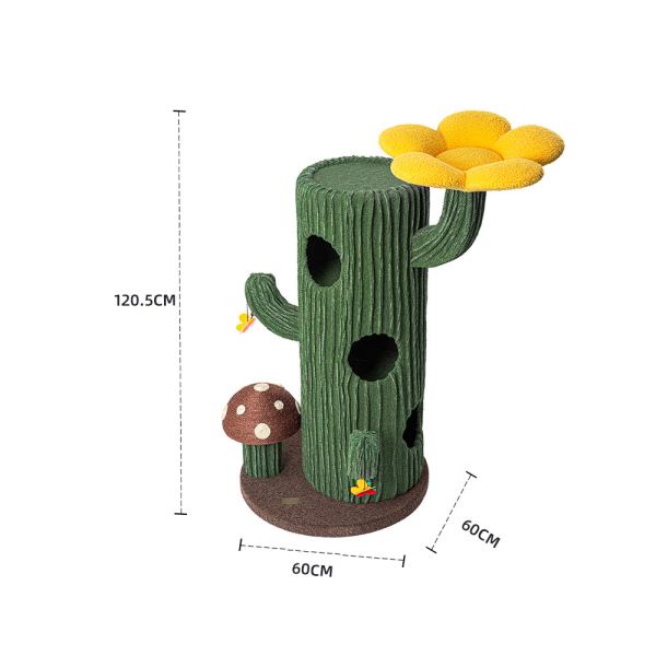 honeypotcat solo cactus bloom cat tree green 120.5cm Cactus-shaped cat tree with flower top
