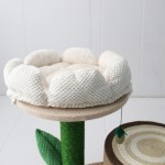 Flower-shaped cat tree with plush petals