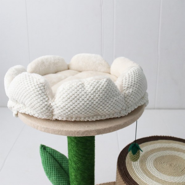 Flower-shaped cat tree with plush petals